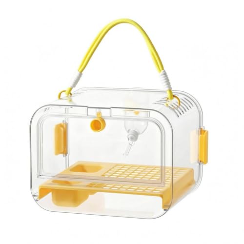 Cage Portable Pet Carrier Parrot Cage Mobile Aviary Lightweight Transparent with Handle and Ventilation Suitable for Travel Home Outings, Yellow - color: Yellow