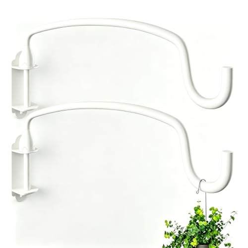 Plant Hook,12 Inch Plant Hanger Bracket Heavy Duty Wall Mounted Hooks for Hanging Bird Feeder, Flower Bracket, Anti Rust Metal Lanterns - color: White, size: 12in 2Pack