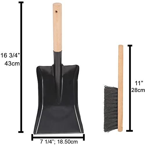 Coal Shovel and Hearth Brush Set Made of Natural Wood and Coco Bristles, Hearth Tidy Set, Fireplace Shovel and Brush, Fireplace Tool Set, Metal Brush Pan Set, Fireplace Tools, Firepit Tools