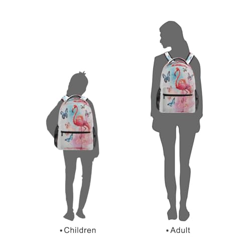 Butterflies Flamingo Backpack School Bag Travel Daypack for Boys Girls - color: Multicolor 7