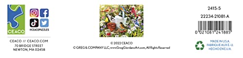 Ceaco - Garden Birds - 500 Piece Jigsaw Puzzle for Adults | Art by Greg Giordano, Made in USA, Includes Poster, Giftable, Frameable