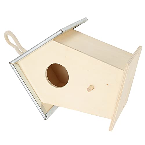 Wooden Bird House, Bluebird Nesting Box with Predator Guard and Weathered Finish for Outdoor Garden Decoration