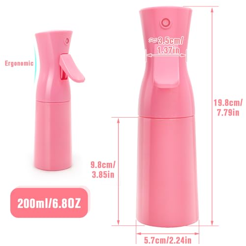 Empty Spray bottles, Spray Water Bottle Fine Mist Refillable, Continuous Spray Bottle for Hair, Skin Care, Planting, Showering Pets, Travel, Cleaning & Home (Pink 2Pack