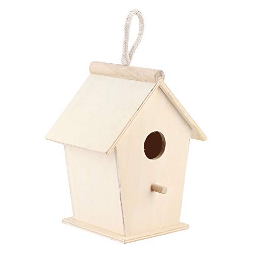 Bird House for Outside,Wooden Bird Houses,Unfinished Hanging Birdhouse,Garden Patio Decorative Nest Box Bird House,for Wrens, Swallows, Finches, Chickadee