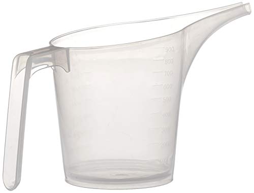 Fox Run Easy Pour Measuring Cup with Funnel Spout, 3.5, Clear Plastic | Mess Free Pouring | 3.5 Cup Capacity Measuring Cup With Long Spout | Easily Dispense Batter | Great For Watering Plants