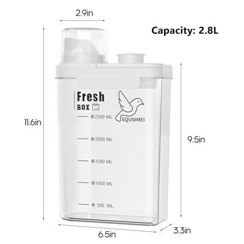 3 Qt/2.8 L Bird Seed Storage Container with Lids Airtight Measuring Cup, Bird Seed Dispenser Pet Food Container Are Used to Store Bird Food, Chicken Feed BPA Free (2.8L, White) - color: 2.8L/White