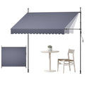 VEVOR Manual Retractable Awning, 118" x 59" Outdoor Patio Awnings Sunshade Shelter with 43"-59" Retractable Side Bar, No Drill Height Adjustable, Crank Handle for Backyard, Balcony, Dark Gray - size: 118x59 in