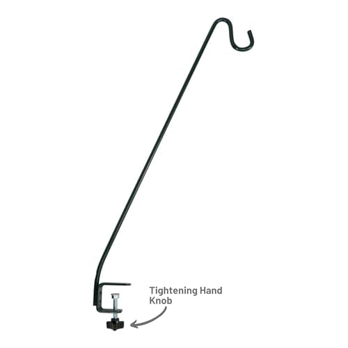 More Birds Deck Hook, 13in Steel Bird Feeder Hanger for Outdoors | Clamp-On Hanging Hook for Feeder or Planter, 11lb Weight Limit, Fits Up to 2in Thick Deck Railings, Weather-Resistant Finish