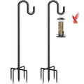 Shepherds Hook for Bird Feeder, 76" Heavy Duty Double Bird Feeder Pole with 5-Prong Base, Thickened Metal Shepherd Hook for Outdoor Hanging Plant Baskets, Hummingbird Feeder, Black, 2 Pack - size: 76", style: 2 Pack