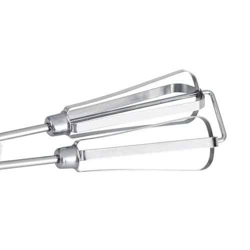 Egg Beater Hand Crank, Stainless Steel Manual Egg Whisk Mixer Handheld Rotary Hand Whip Kitchen Cooking Tool for Whisking Frothing Mixing (White) - color: White