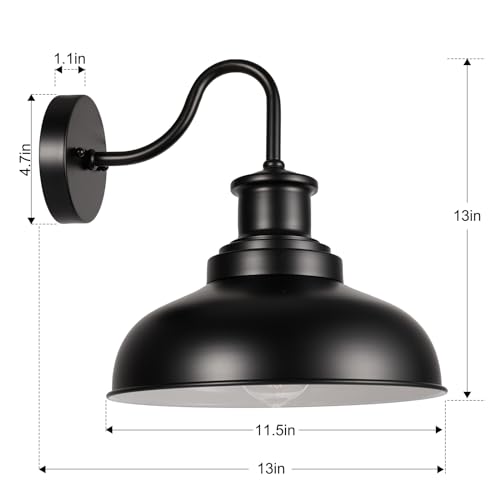 Outdoor Barn Lights Outdoor Wall Sconces Farmhouse Exterior Wall Mount Light Vintage Outside Wall Lighting Fixture Industrial Black White Lanterns for Porch, Entryway, Garage, 2 Pack - color: Black+White, size: 02RZ007-2 PACK(Not Dusk to Dawn)