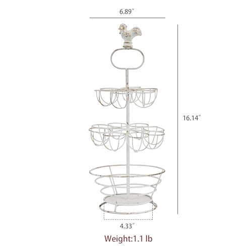 Fresh Egg Holder Countertop Vintage Metal Multi-Tier Egg Holder with Storage Basket Farmhouse Countertop Egg Storage Rack for Kitchen Organization (Double Layer White) - color: Double Layer White