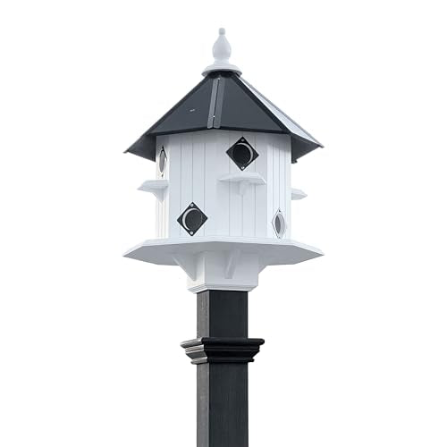 Wing & A Prayer Castle Bird House with Slate Colored Mounting Post