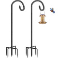 Shepherds Hook for Bird Feeder, 76" Heavy Duty Bird Feeder Pole with 5-Prong Base, Extra Thick Metal Shepherd Hook for Outdoor Hanging Plant Basket, Hummingbird Feeder, Solar Lantern, Black, 2 Pack - size: 76", style: 2 Pack