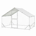 Large Metal Outdoor Chicken Coop – Spacious Run Poultry Cage with Waterproof & Anti-UV Cover – Multifunctional for Chickens, Ducks, Geese, Rabbits 9.8' x 6.5' x 6.5'