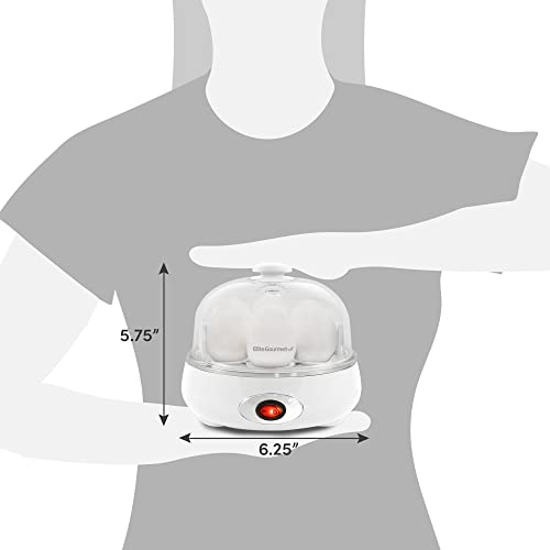 Elite Gourmet EGC322CW Easy Egg Cooker, 7-Egg, BPA-Free, Classic White | Cooks soft, medium, or hard-boiled eggs with auto shut-off - electric operation - includes measuring cup - color: Classic White, size: 7 Egg