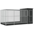 Galvanized Steel Aviary with Extension 163.8x79.9x85.0 in | Outdoor Bird Cage, Lockable Door, Steel Mesh Grid, Suitable for Parrots Rabbits Chickens - size: 163.8" x 79.9" x 85"