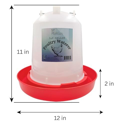 Chicken Waterer 1.5-Gallon Metal Handle Poultry Drinker | Large Capacity Poultry Waterer | for Chickens, Ducks, Baby Chicks, Chickens, Turkeys and More - size: 1.5 Gallon