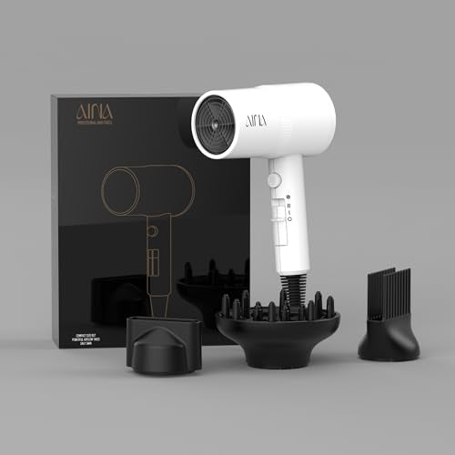 AINA Hair Dryer with Diffuser,Comb Full-Featured Blow Dryer 110V(White) | 3 Heat/2 Speed;Cold shut button;Lightweight;Compact Size;High Temp;Low Airflow;Same Results;Less Expense - color: White, size: 4 Piece