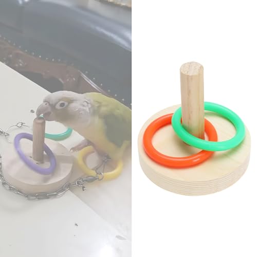 1 Set Wooden Bird Training Toys Parrot Training Colorful Stacking Rings Toy Educational Foraging Toy for Small to Medium Birds