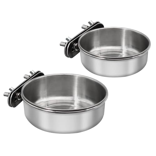 Small+Medium Bird Feeding Dish Cups,Parrot Food Bowl Cage with Clamp Holder Stainless Steel,Birdcage Coop Water Feeder for Cockatiel Parakeet Macaw Finches Lovebirds Small Animals (1 Pack, S+M) - color: 1 Pack, size: Small+Medium