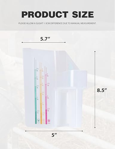 Tackmore Plastic Feed Scoop With Clearly Labeled Indicators Feed Scoop Allow for Accurate Measurement Grains, Pellets, Sweet Feed, Water Feeder