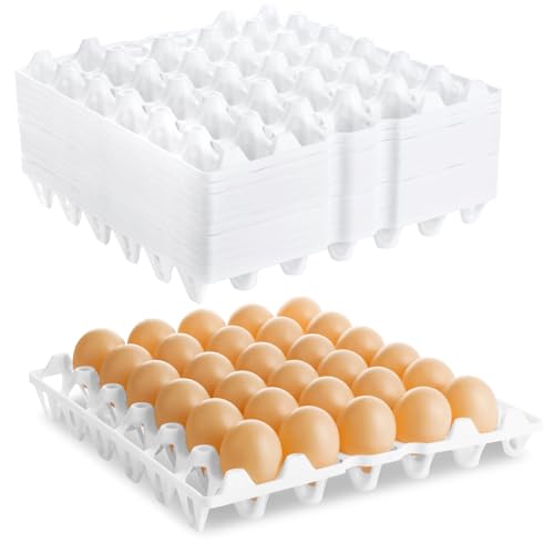 12 Pack Plastic Egg Tray 30 Count Stackable Bulk Egg Cartons Racks Organizer Plastic Egg Trays Crate for Packing, Storing, Sorting, Shipping, White