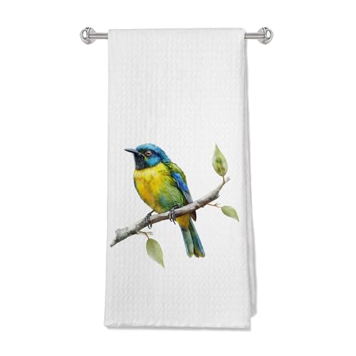 Spring Songbird Branch Kitchen Towels, Bird Watcher Gifts Dish Tea Towels for Kitchen, Natural Cottagecore Birds on Branch Decorative Hand Towel for Bathroom, 16x24 Inches - color: Color 20