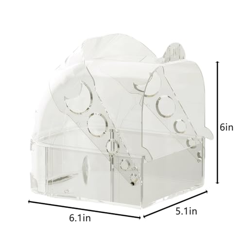 Bird Bath for Cage - Parakeets, Canaries & Finches(Transparent) | 6.1x5.1x6" versatile box for bathing, feeding, water, and hatching. Perfect size for lovebirds and other small pet birds - color: white