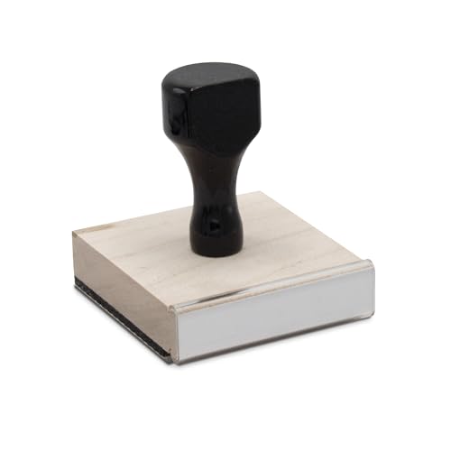 Infusion Custom Text Traditional Wood Stamp with Plastic Handle, 3" x 3" - size: 3" X 3"