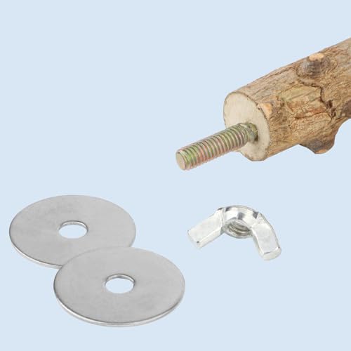 Hypeety Natural Prickly Ash Wood Bird Perch Stand Paw Grinding Perch Toy | Natural prickly ash wood, bark texture for grip, chew-proof and durable, for budgie/parakeet/cockatiel/lovebird, 7.86''/20cm - size: 7.86 inch