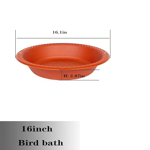OVZILKI Bird Baths for Outdoors Heavy Duty, 16 inch BirdBath Bowl Only with Rust-Proof Black Chains, Hanging Bird Bath Hanging Bird-Feeder for Garden Backyard Decor (Terracotta 1 Pack) - color: Terracotta, size: 16in 1pack
