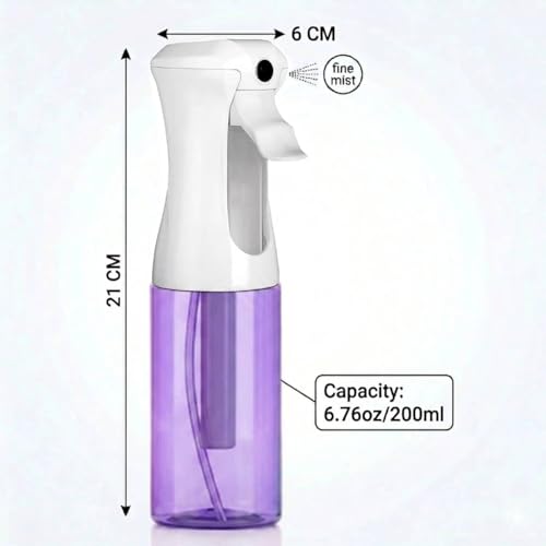 VIGOR PATH Continuous Fine Mist Spray Bottle – 6.7oz/200ml Refillable Water Mister for Hair, Cleaning, Plants & Beauty (Variety Pack) - color: VARIETY PACK OF 4
