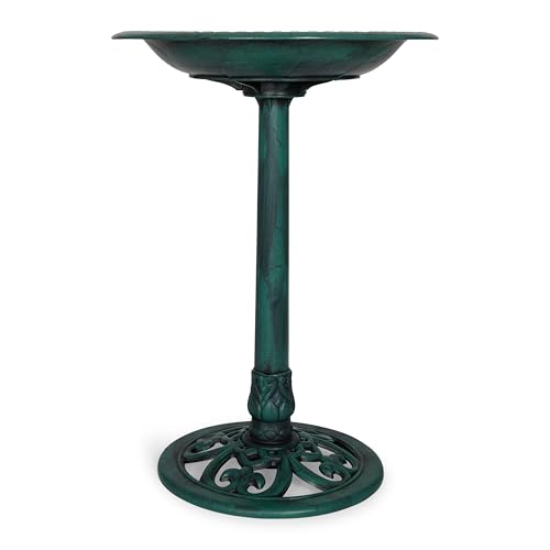 Backyard Expressions Outdoor Garden Bird Bath - Green - Weather Resistant Polyresin - 27 Inch - color: Green