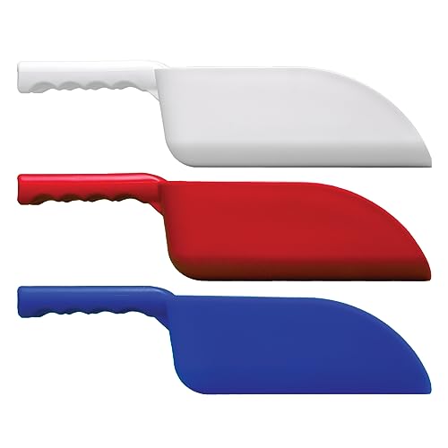 Remco - A Vikan Company 3 pk Color-Coded Plastic Hand Scoop - BPA-Free, Food-Safe Scooper, Commercial Grade Utensils, Restaurant and Food Service Supplies, Large 32 Ounce Size, Red/White/Blue
