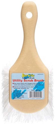 Star Brite Utility Scrub Brush - Marine-Grade Heavy-Duty Stiff Bristled Scrubber - Extra Long Flagged Bristles for More Cleaning Power in Hard to Reach Areas - style: Short Handle Brush