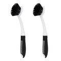 Dish Brush with Handle, 2 Pack Scrub Brushes, Black | Built-in Scraper, For Cleaning Kitchen, Pots, Pans and Sink, Scrubber Washing Tools - color: Black
