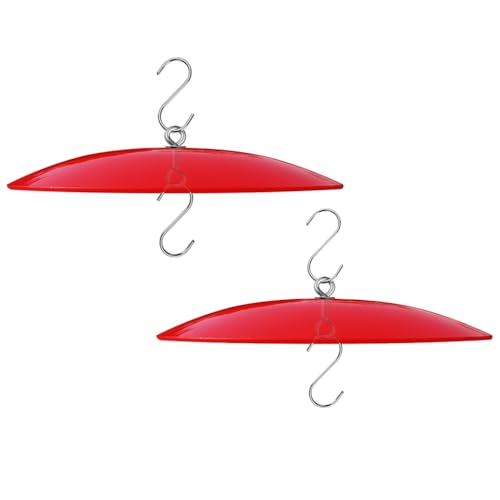10" Small Glass Rain Cover for Bird Feeder, 2-Pack Red Weather Guard Dome | Stainless Hooks & Shatterproof Squirrel Baffle Protective Shield for Hook Hanging Outdoors, Bird House Protector, Dia. 20cm - color: Red, size: 2PC/Pack