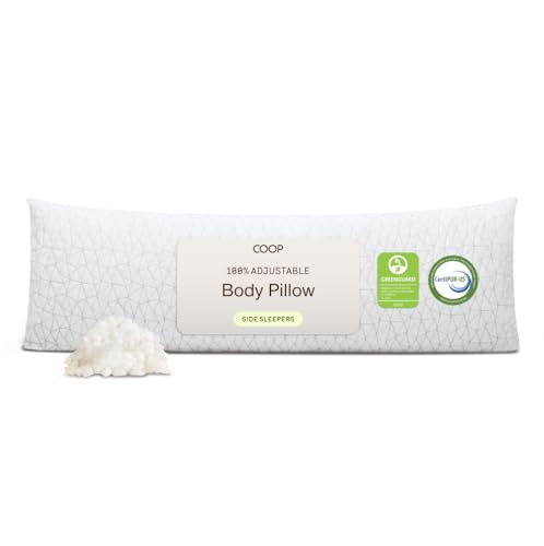 Coop Home Goods Original Adjustable Body Pillow, 20x54 Long Pillow for Back, Shoulder, Hip and Knee Support, Side Sleeper Body Pillows for Adults with Memory Foam & Washable Cover - size: Body Pillow