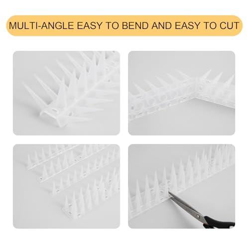 OFFO Bird Spikes for Pigeon Woodpecker Crow, Outdoor Use for Balcony Patio Window, Easy to Install, Frosted White, Covers 12.5 Feet(3.8m) - color: Frosted White