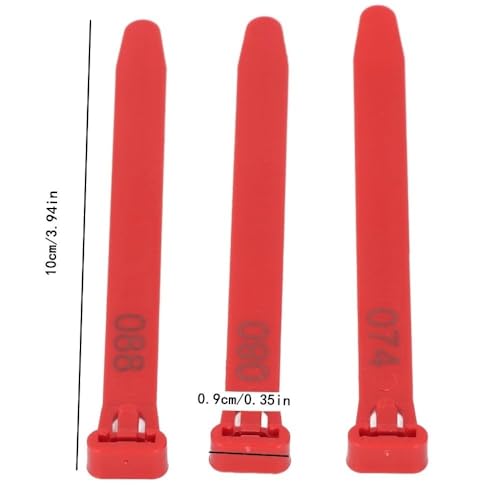 100Pcs Numbered Poultry Leg Rings 1-100 Identification Tags Reusable Bands for Chickens Ducks Geese Pigeons(Red) - color: Red