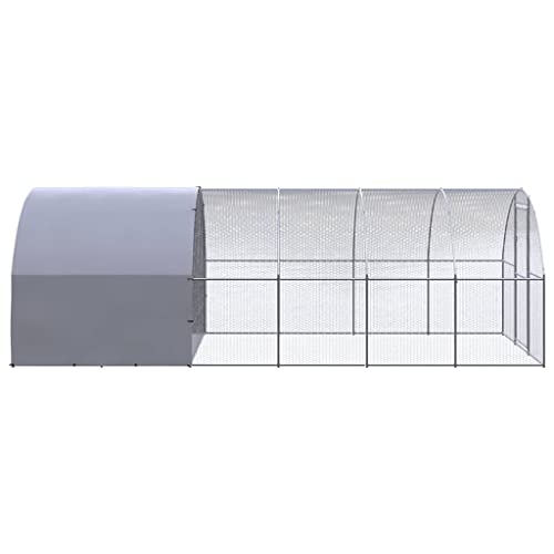 Large 118"x118"x78" Outdoor Chicken Coop Galvanized Metal Walk-in Poultry Run Hen House for Backyard Garden, Duck Pen Rectangle Frame - color: Silver-C, size: 118.1 x 118.1 x 78.7 in (W x L x H)