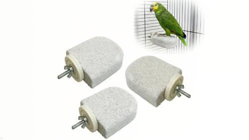 Bird Perch Stand, Volcanic Stone Parakeet Platform, Beak Grinding and Foot Exercise Toy for Small Birds, 2.56x2.75 in, 4 Pack