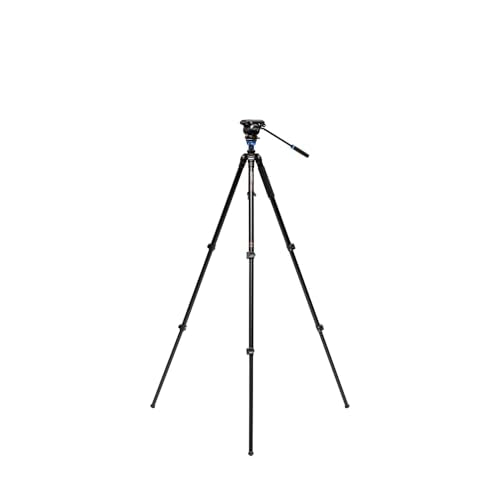 Benro A2573F Aluminum Outdoors Tripod for Spotting Scopes, Binoculars, Rifle Ranges, Leveling Base, Smooth Fluid Head wi/Sliding Plate, Adjustable Legs, Flip Locks, 70" Max Ht, 8.8lb Payload
