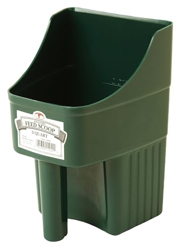 Little Giant® Plastic Enclosed Feed Scoop | Heavy Duty Durable Stackable Livestock Feed Scoop with Measure Marks | Livestock Handling Scoop | Farm, Ranch & Pet | 3 Quart (Green) - color: Green