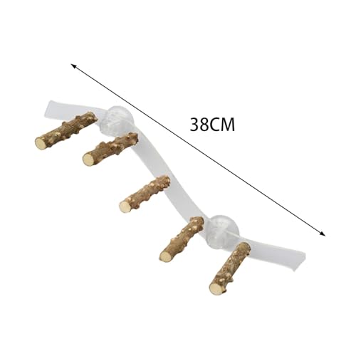 Suction Cup Wood Bird Perch for Windows and Showers, 3.94 x 14.96 in Parrot Stand for Small and Medium Birds