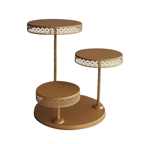 Efavormart 3-Tier Gold Metal Cupcake Tower Dessert Stand, Hollow Lace Design Round Tiered Cake Stand - 21" - color: Gold, size: 3-Tier 21" Hollow Lace