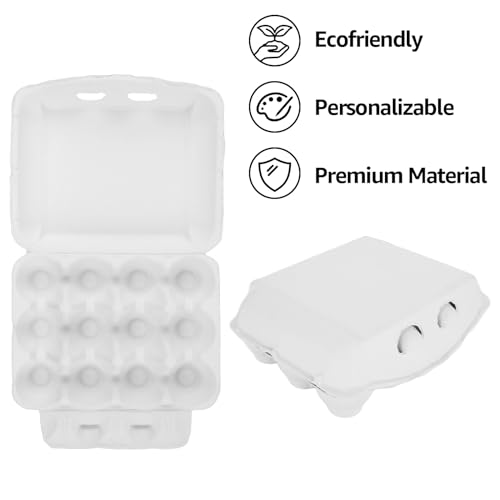 30 Pack Egg Cartons 12 Count, 3x4 Egg Cartons Cheap Bulk Holds Up to 12 Eggs, Sturdy Design Made from Recycled Cardboard