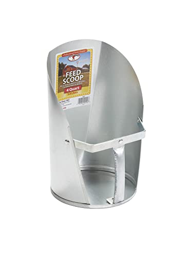 Little Giant® Galvanized Feed Scoop for Livestock | Heavy Duty Stackable Feed Scoop with Enclosed Handle (4 Quart, 1, Count)