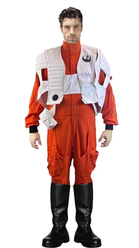 X-WING RESISTANCE PILOT TFA COSTUME Flight Suit Jumpsuit and Vest Only - size: Medium